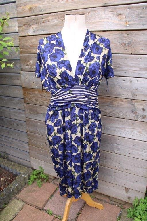 Jurk blauw/ bruin Isabel de Pedro mt 40 Vaste prijs, Maat 38/40 (M), Blauw, Isabel de Pedro, Ophalen of Verzenden