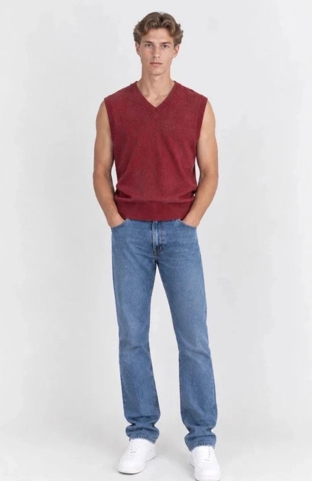 Eddie Bauer V-Neck Sweater Vest Donkerrood – Heren – XXL, Ophalen of Verzenden, Zo goed als nieuw, Overige maten, Rood