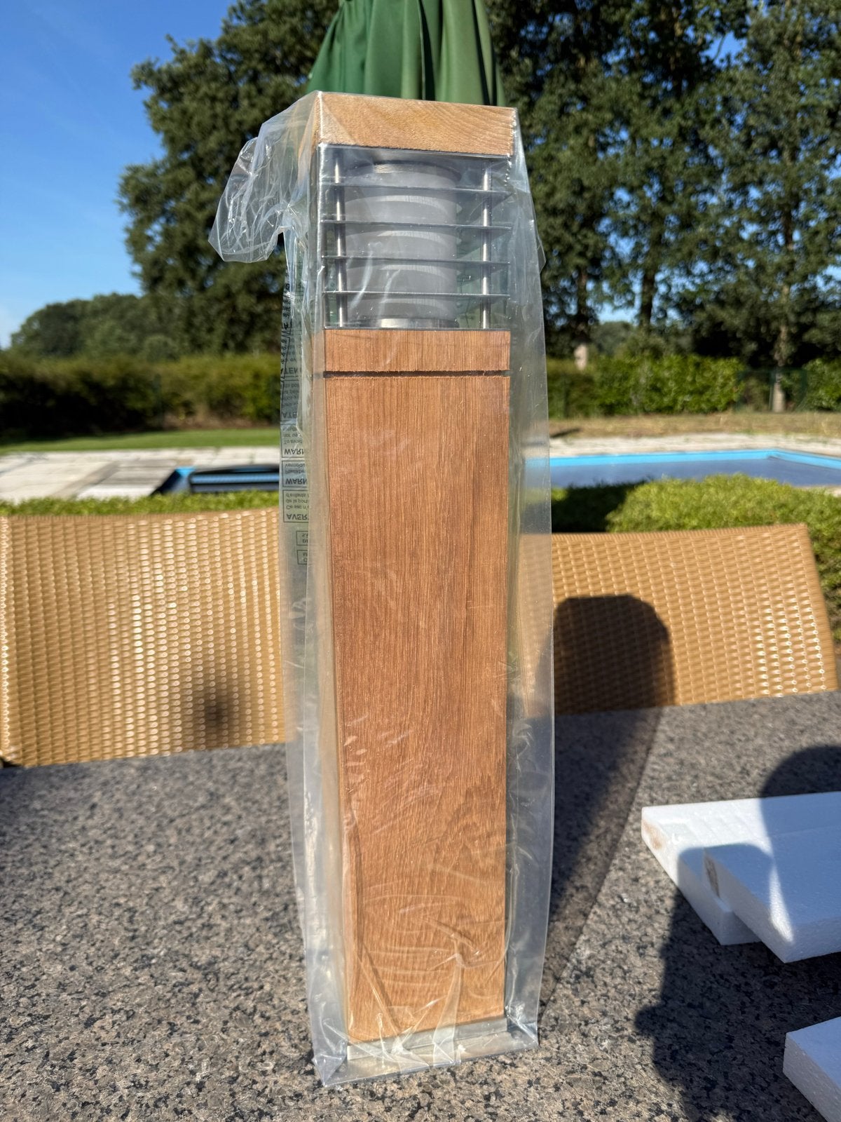 KS Verlichting Pilar Teak Tuinlamp met Grondpen - Artikel 73, Ophalen, Minder dan 50 watt, Staande lamp, Nieuw