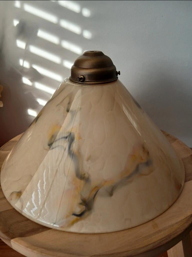Vintage Art Deco hanglampenkap van gemarmerd glas, Ophalen of Verzenden