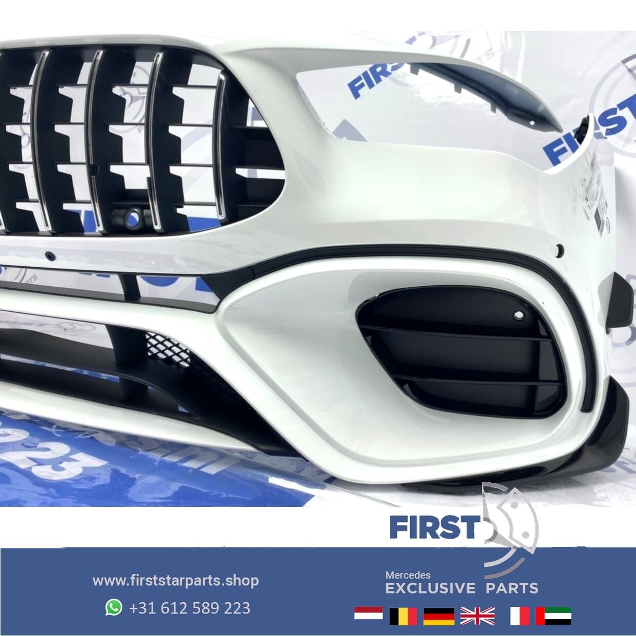 W118 CLA45 CLA45S AMG AERO VOORBUMPER WIT + GT GRIL ORIGINEE, Gebruikt, -, Voor, Ophalen of Verzenden
