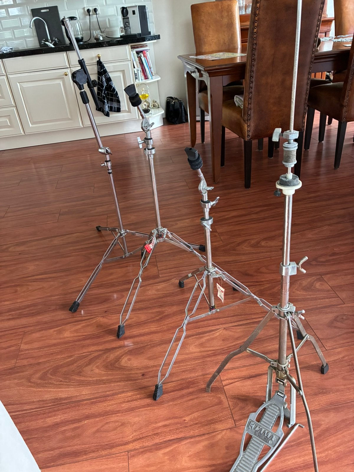 Bekens standaard en base pendaal en hihat standaard, Ophalen, Gebruikt, Drums of Percussie