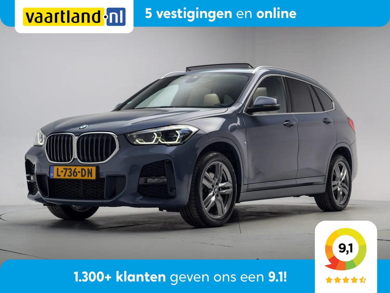 BMW X1 sDrive18i M Sport High Executive Aut. [ Panorama Lede, Auto's, 136 pk, Gebruikt, 3 cilinders, Zilver of Grijs