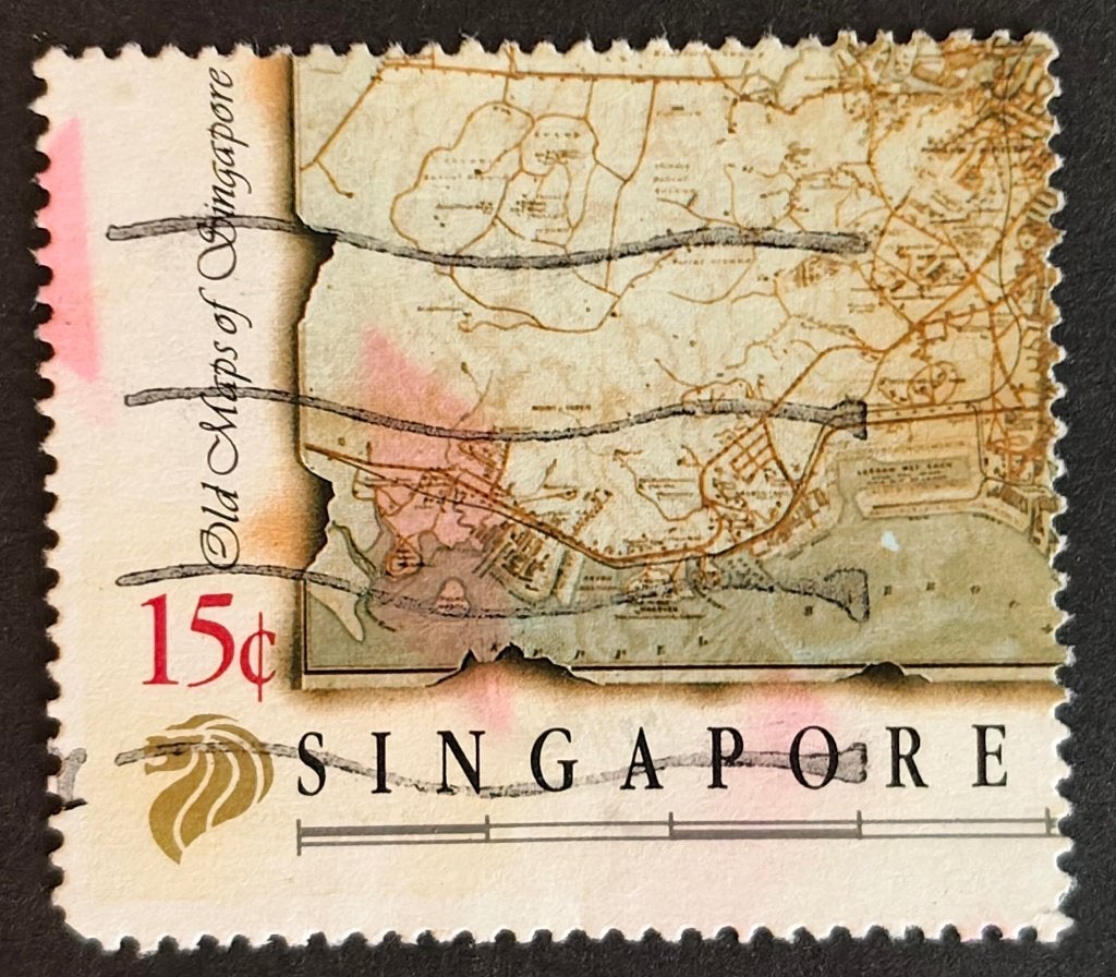 SINGAPORE - oude landkaarten 1989, Verzenden, Gestempeld, Zuidoost-Azië