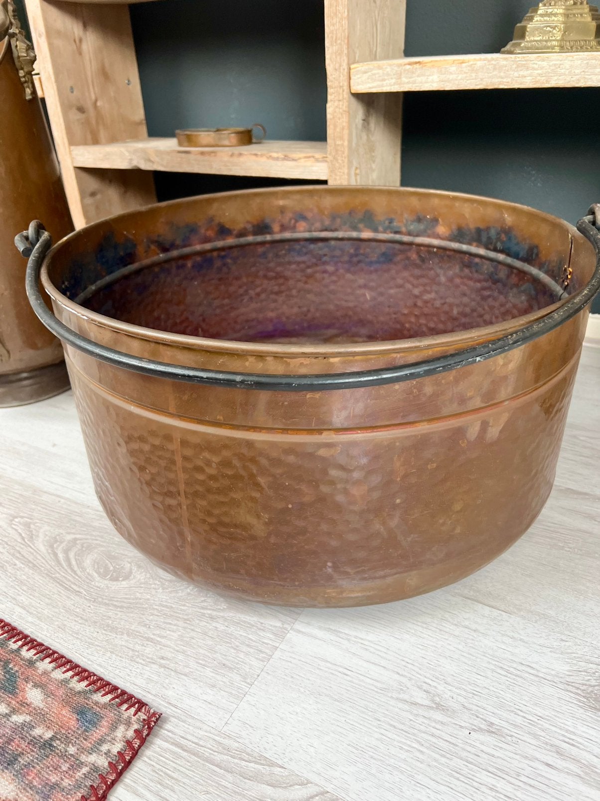 Antieke koperen ketel met handvat, Ophalen of Verzenden, Koper