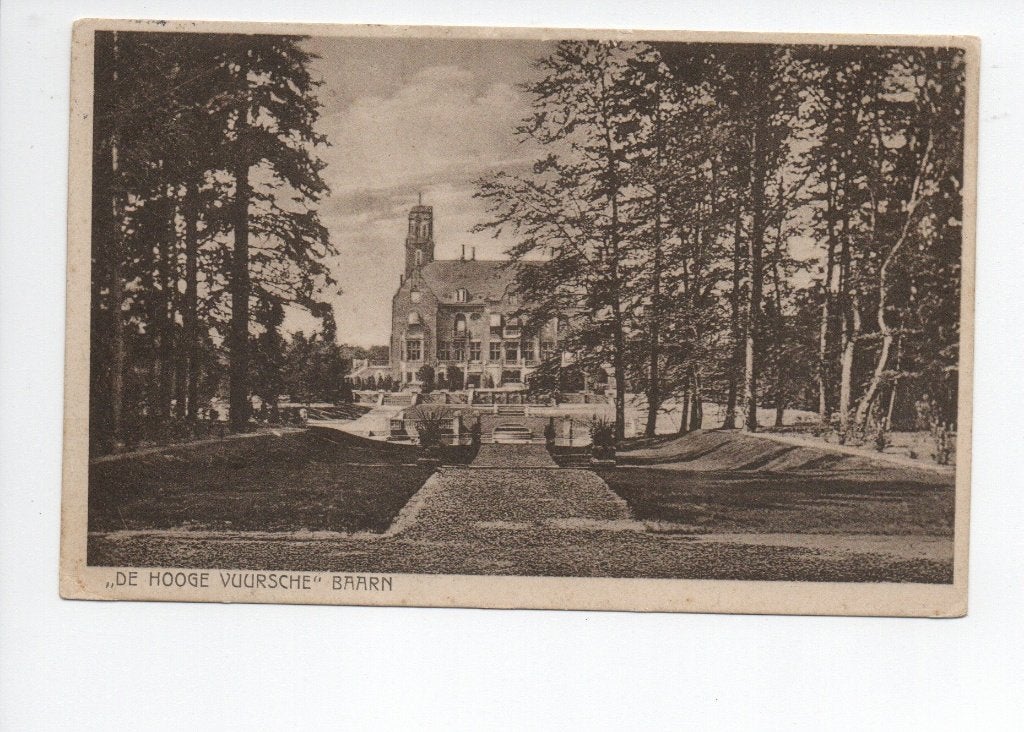 Baarn. Ansichtkaart Kasteel De Hooge Vuursche 1923, Verzamelen, Ophalen of Verzenden, 1920 tot 1940, Gelopen, Utrecht