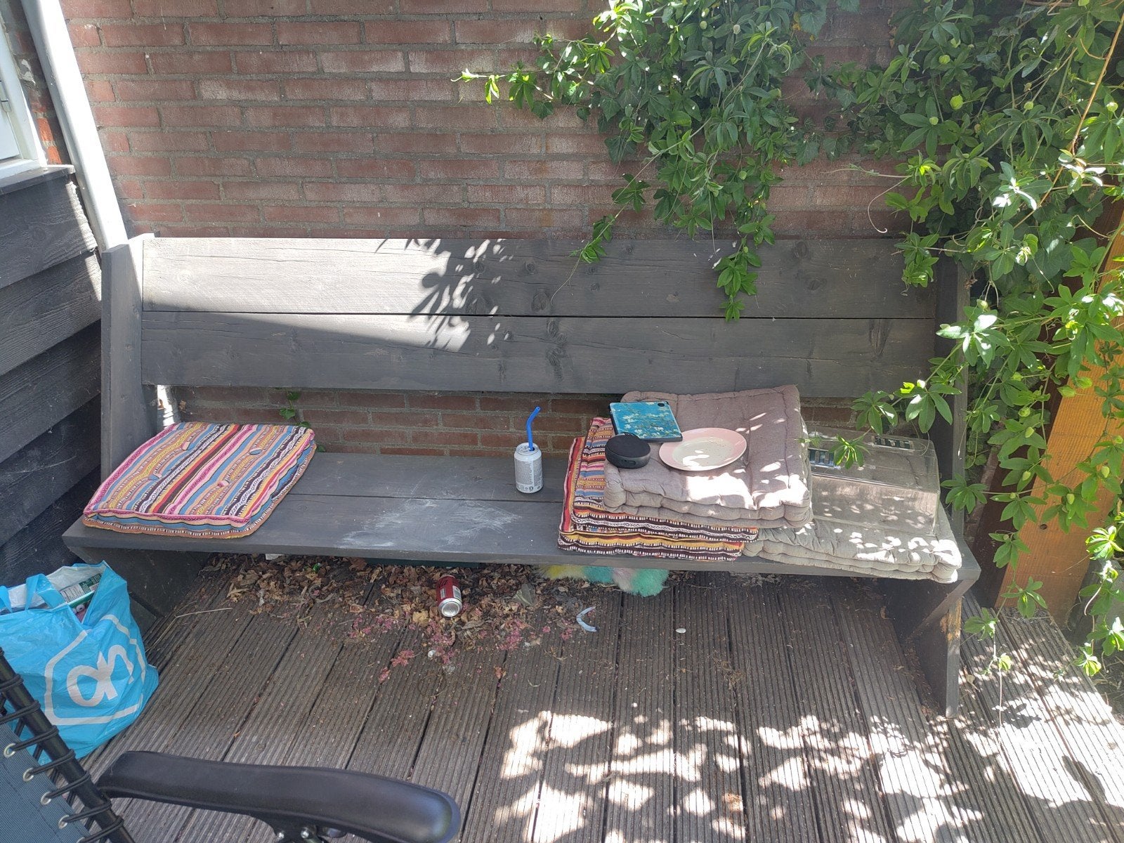 Tuinbank gratis (incl kussens), Ophalen, Gebruikt, Hout