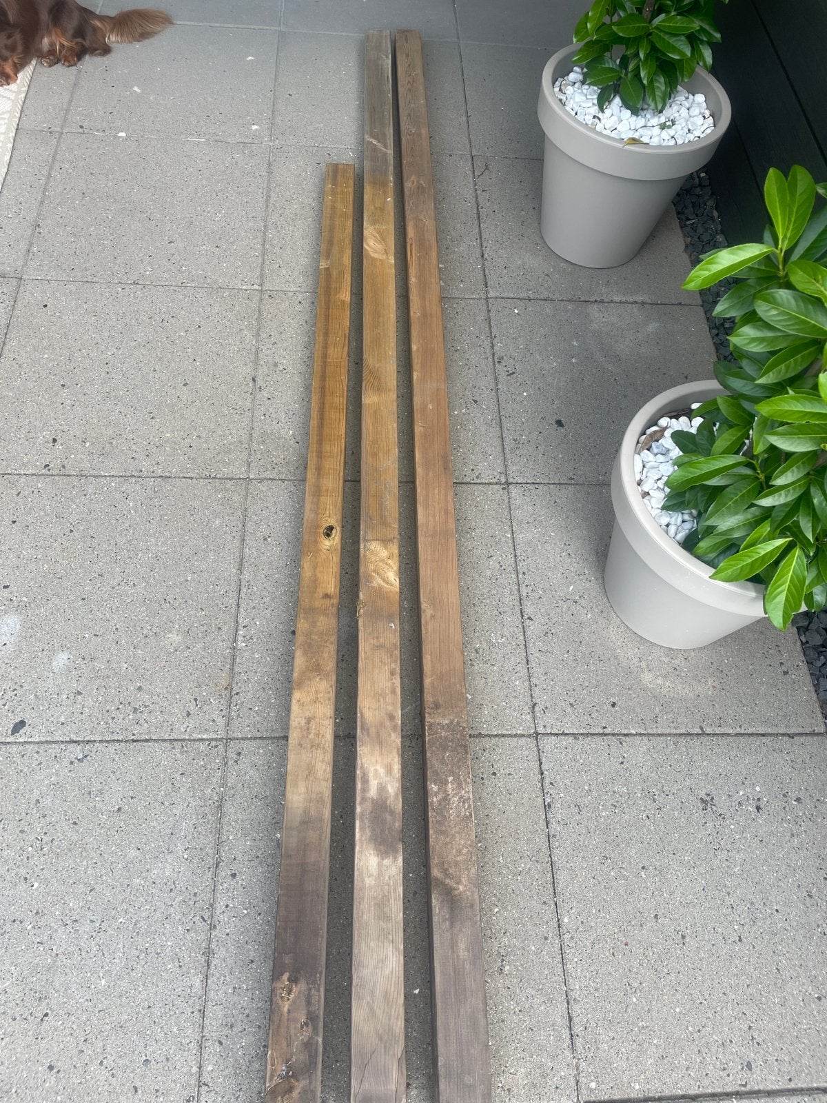 Tuinpaal vierkant  hout geschaafd 6,8 x 6,8 x 240 cm, Ophalen, Zo goed als nieuw, 180 tot 250 cm, Balken
