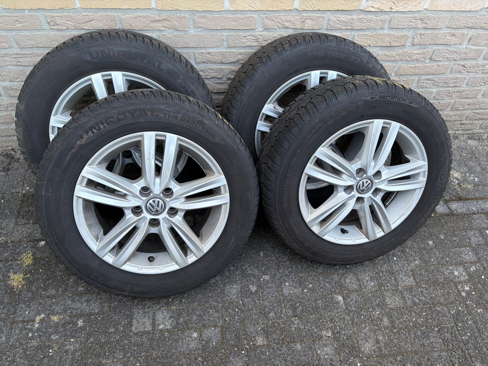Winterwielen set lichtmetalen, Uniroyal, Ophalen, Gebruikt, 15 inch, Banden en Velgen