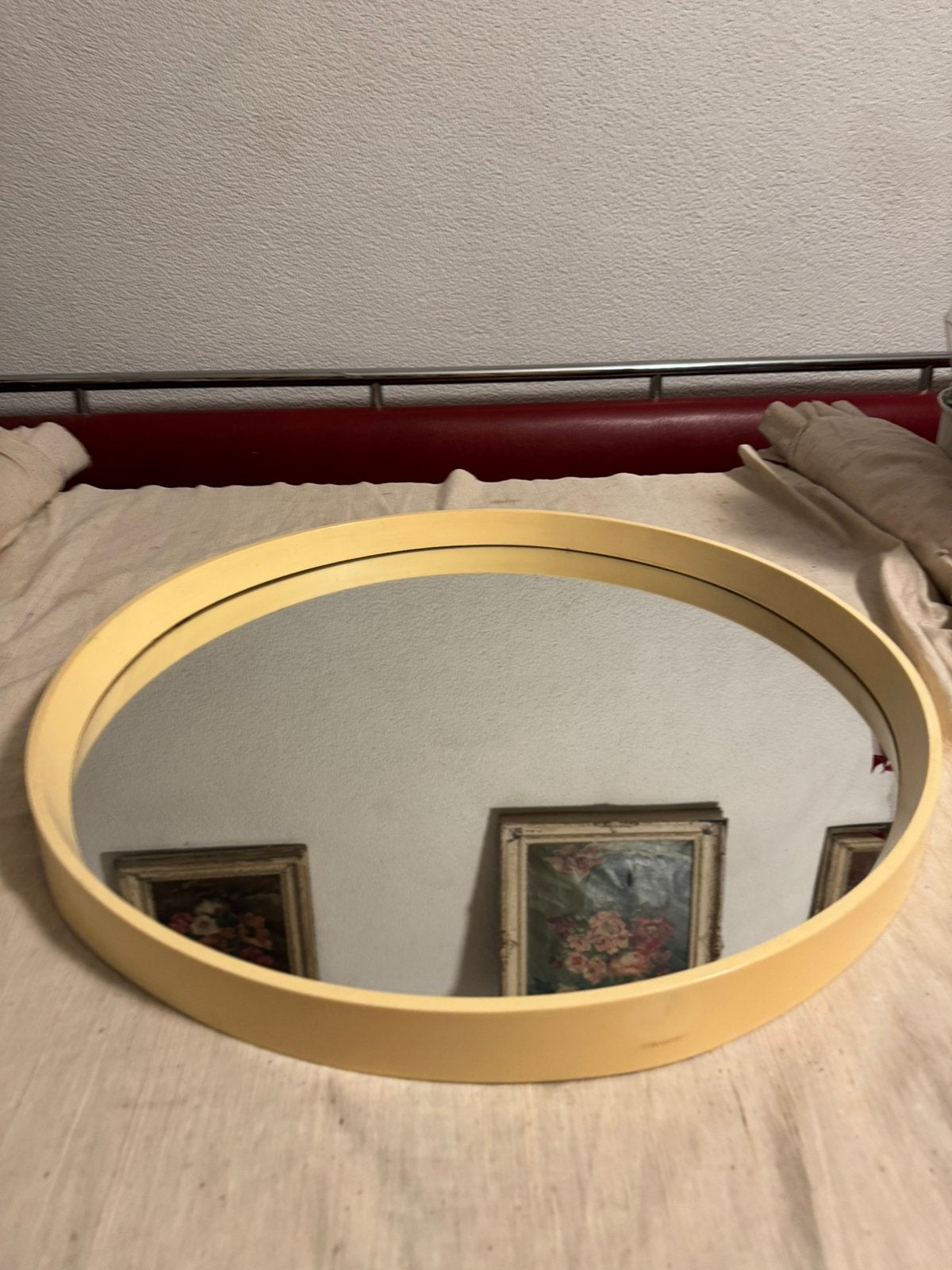 Spiegel,sixties,zeventies,POP,Mid-Century,Space Age,vintage, Minder dan 50 cm, Gebruikt, Rond, Ophalen of Verzenden