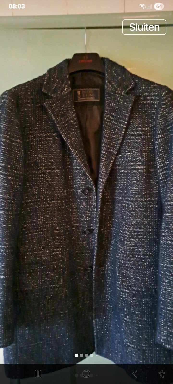 Duffel & Rums Wollen Jas - Maat L, Maat 52/54 (L), Blauw, Duffel & Rums, Ophalen of Verzenden