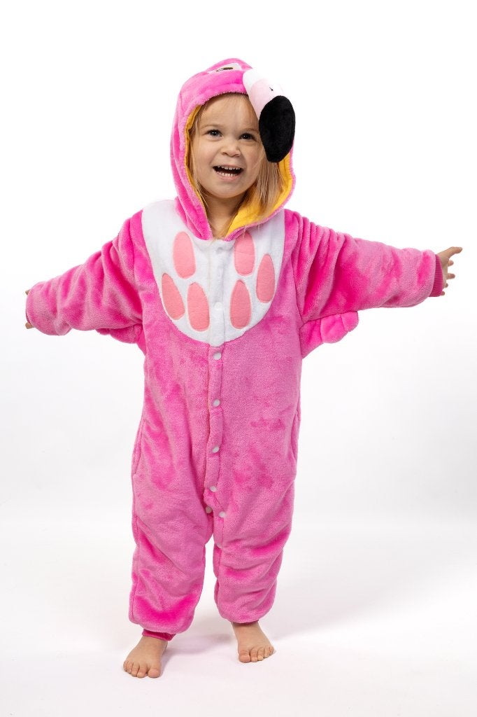 Roze Flamingo Onesie 98-104 Kinder Flamingopak *defecte rits, Ophalen of Verzenden, Zo goed als nieuw, 104 of kleiner, Jongen of Meisje