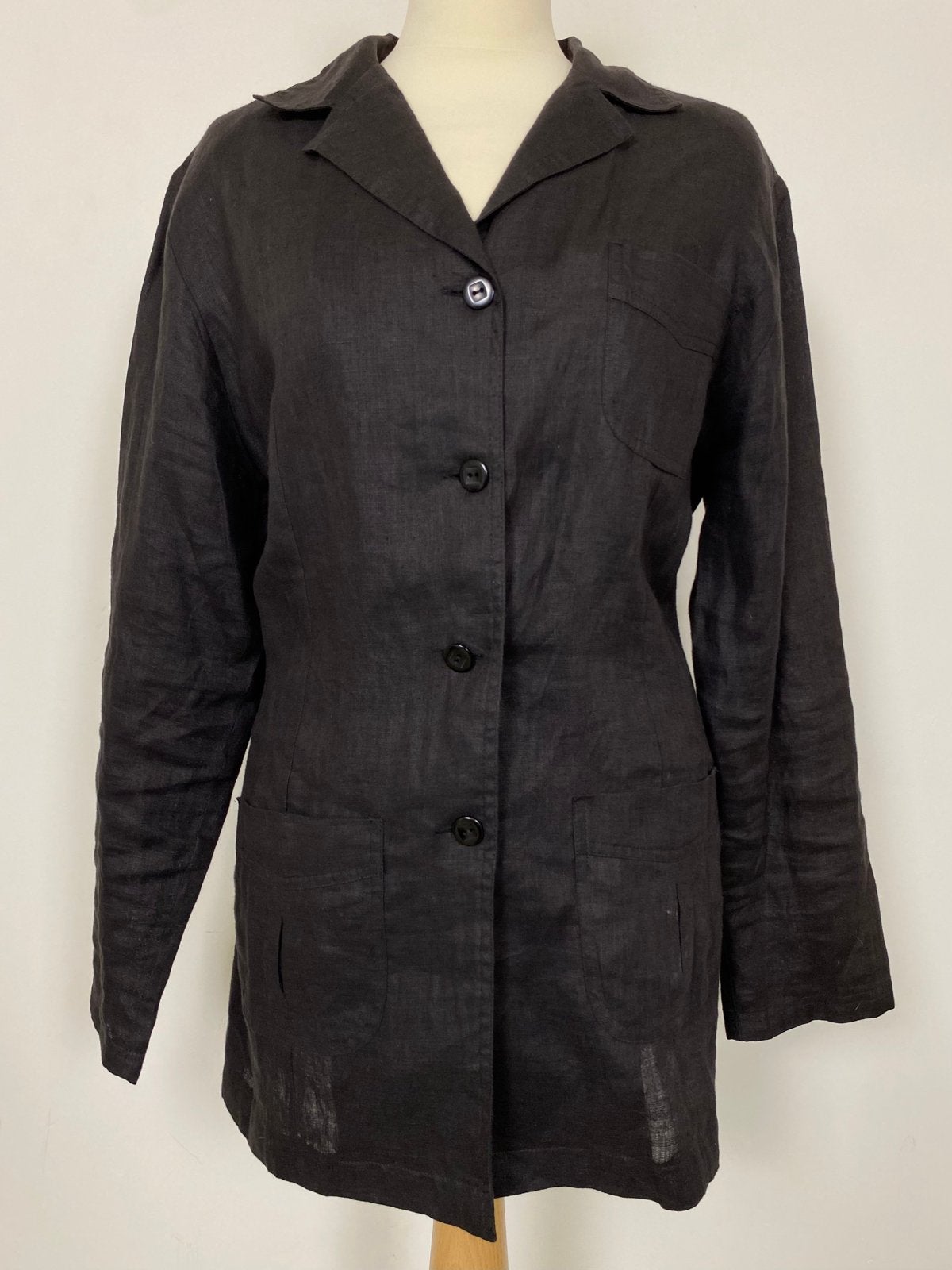 Blazer‑blouse – 100% linnen – donkerbruin – maat L, Bruin, Verzenden, Maat 42/44 (L), Jasje