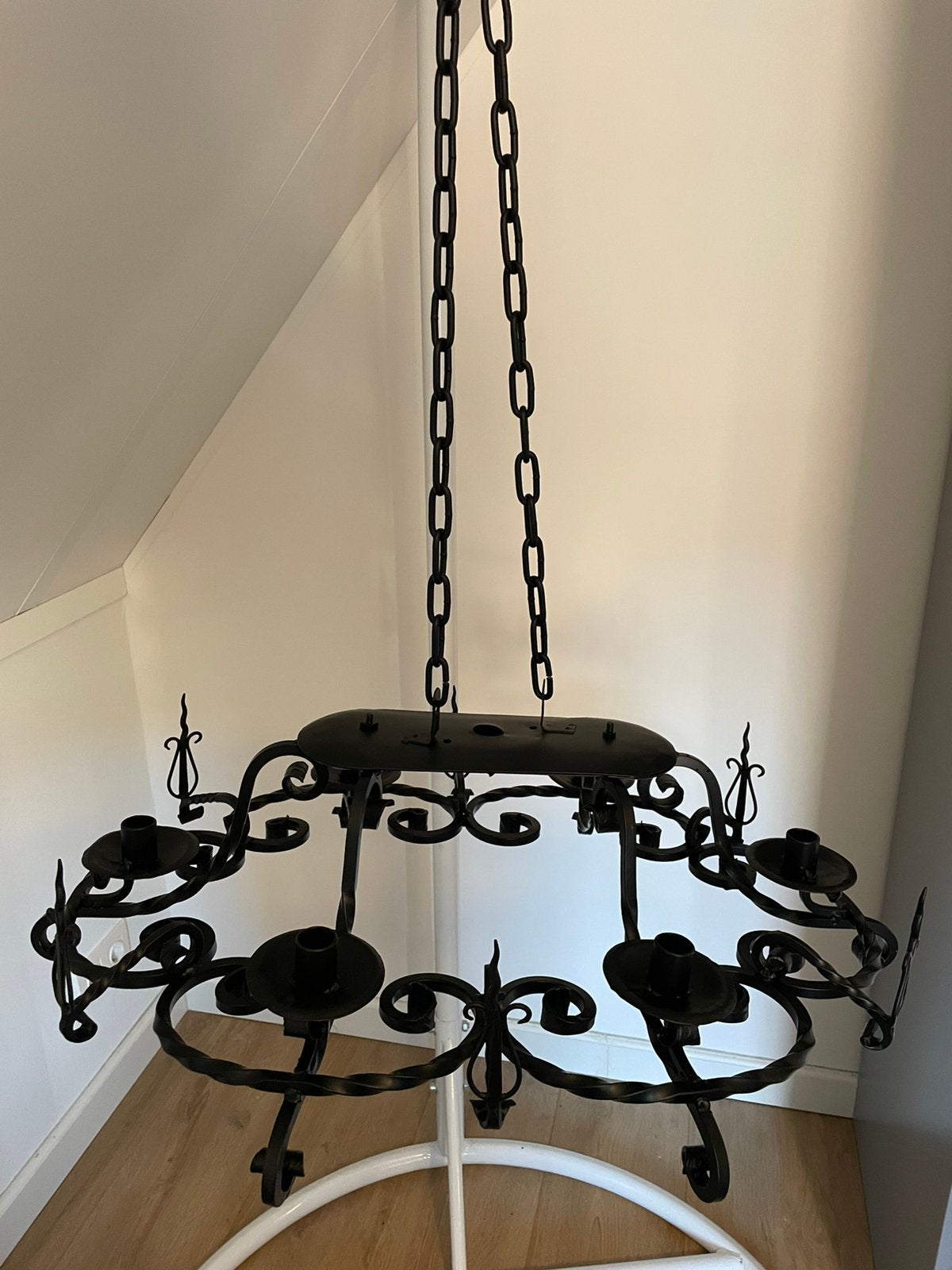 Art Deco zes-kaars smeedijzeren kroonluchter - c.1929 (8 kg), Ophalen