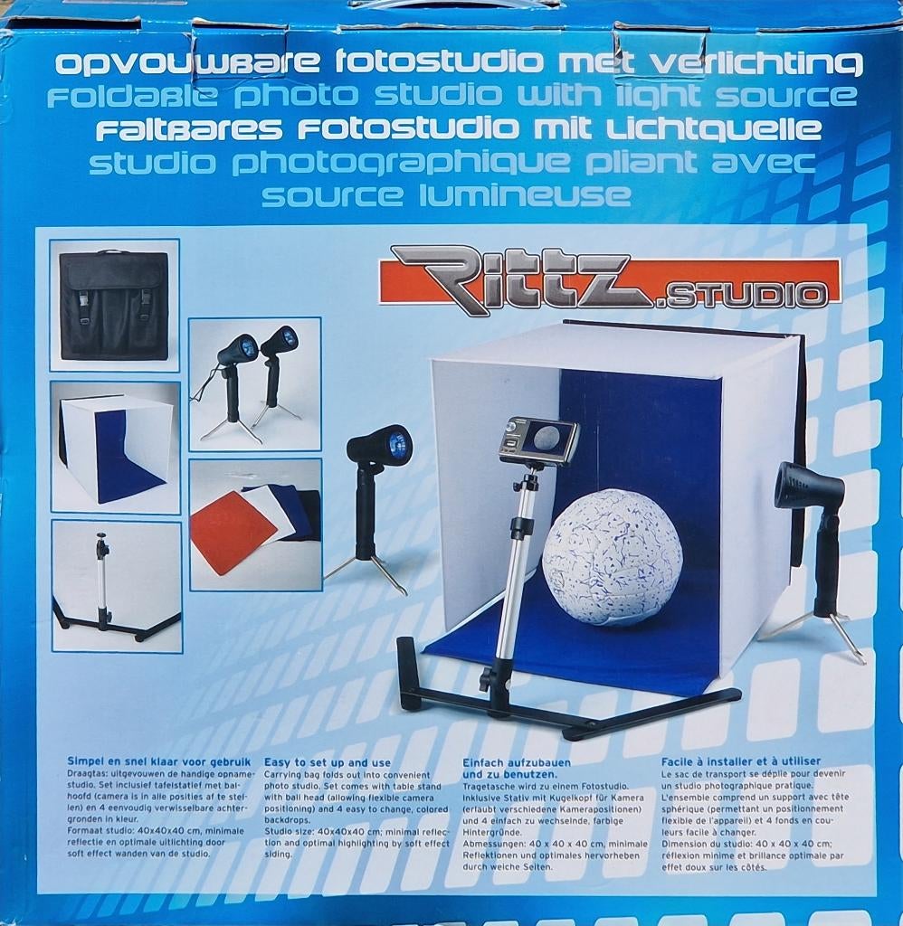 Opvouwbare fotostudio met verlichting, Ophalen of Verzenden, Zo goed als nieuw, Complete fotostudio