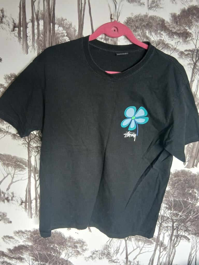 Stussy T-shirt Zwart met Bloemprint - Maat L, Kleding | Dames, Ophalen, Zwart, Maat 42/44 (L), Zo goed als nieuw
