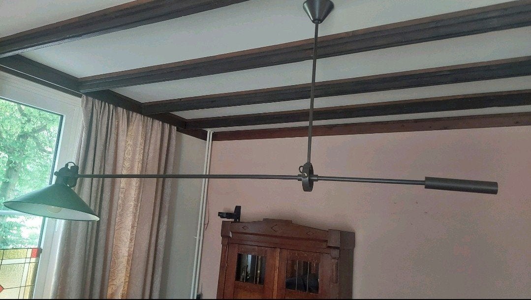 anvia hengellamp van jan hoogervorst jaren 60 design lamp, Ophalen, Gebruikt, E27 (groot), Metaal
