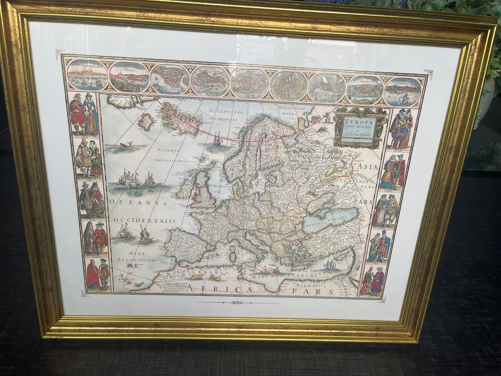 Ingelijste kaart van Europa, Guilielmo Blaeu, Europa Overig, Landkaart, 1800 tot 2000, Ophalen