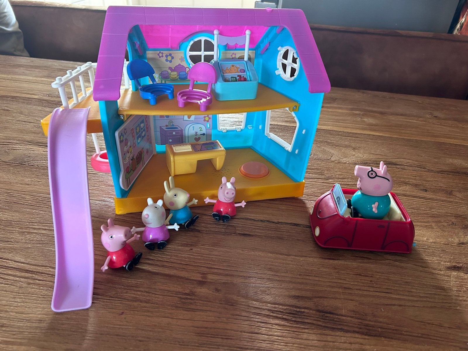 Peppa Pig Clubhouse met geluid, figuren en auto, Ophalen of Verzenden, Gebruikt, Jongen of Meisje