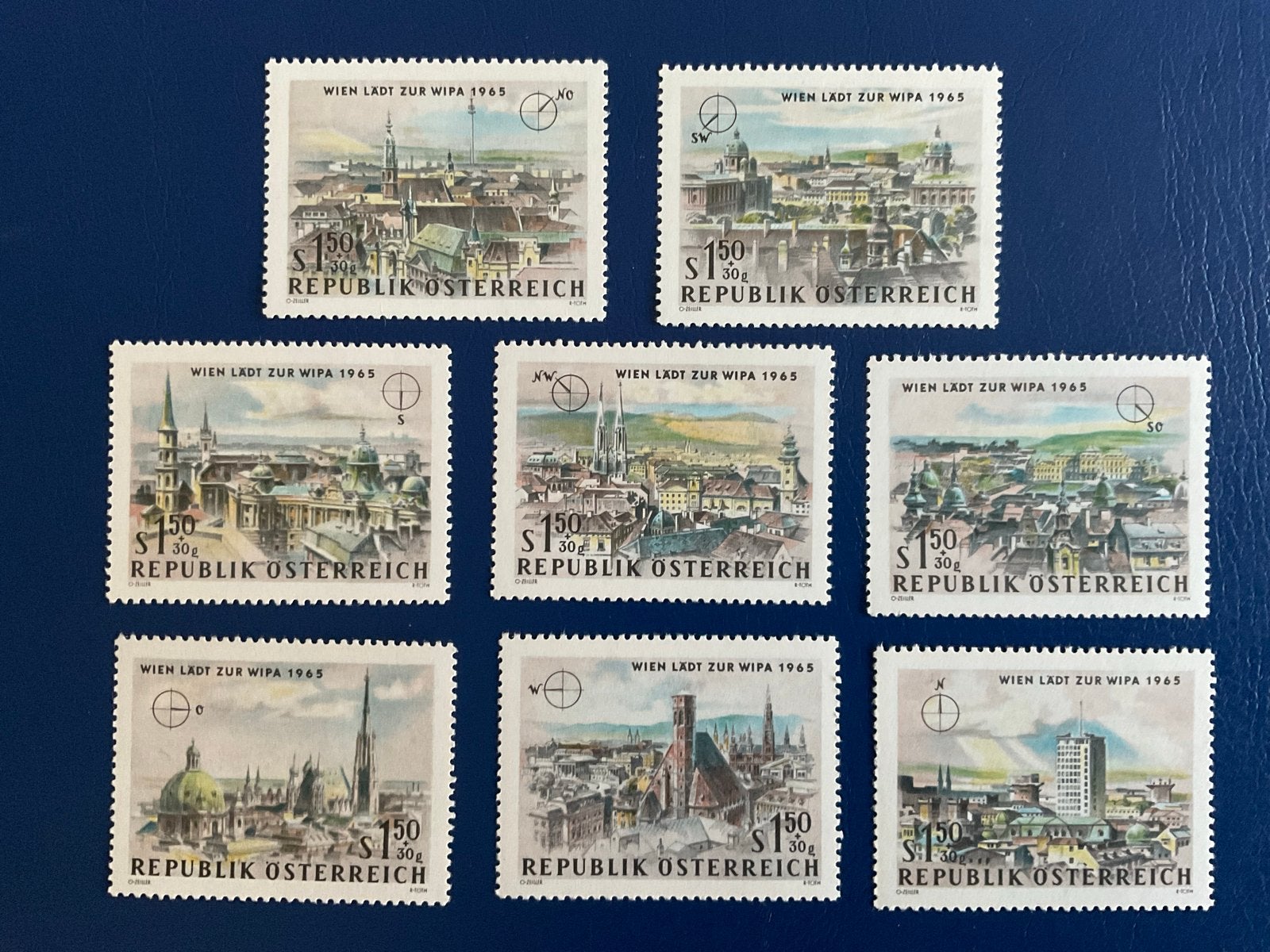 Oostenrijkse postzegels "Wien lädt zur WIPA 1965" (7 stuks), Verzenden, Postfris