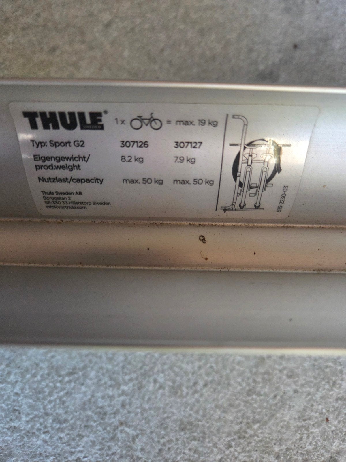 Thule Sport G2 fietsendrager voor camper of caravan, Auto diversen, Fietsendragers, Ophalen, Zo goed als nieuw, Achterklepdrager