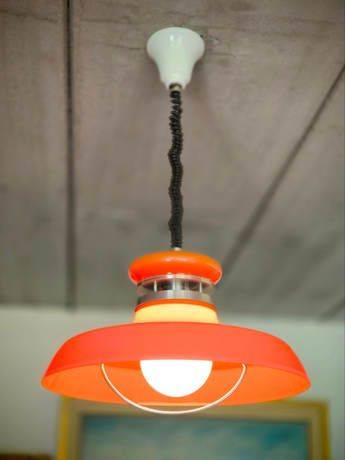 Lakro Space-Age hanglamp, jaren 70, Ophalen of Verzenden, Gebruikt, Kunststof