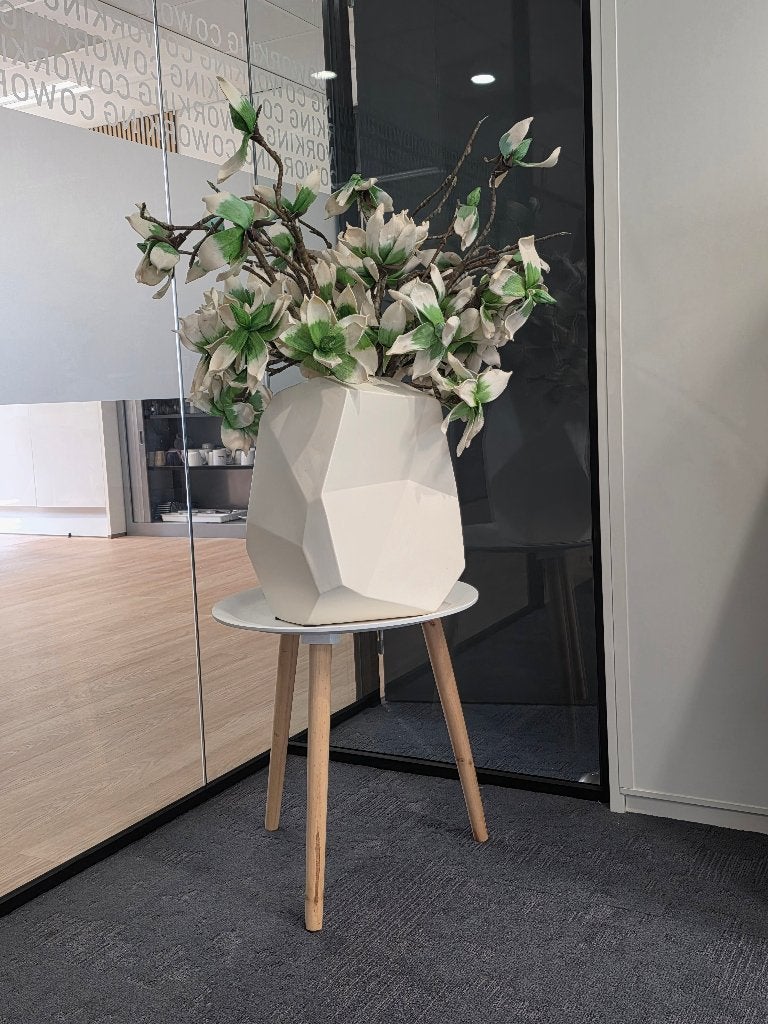 vaas met bloemen, Ophalen, Steen/keramiek, Kunstbloem, Wit