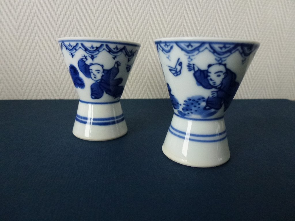 Antiek 2 japanse sakekopjes - nezha borrelkopjes porselein, Ophalen of Verzenden