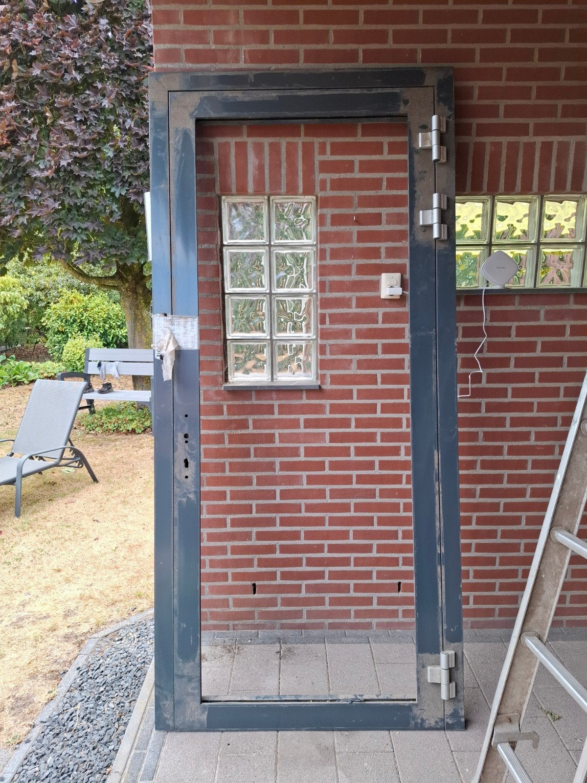 Nieuw aluminium renovatie kozijn met deur, 215 cm of meer, Nieuw, Buitendeur, Ophalen