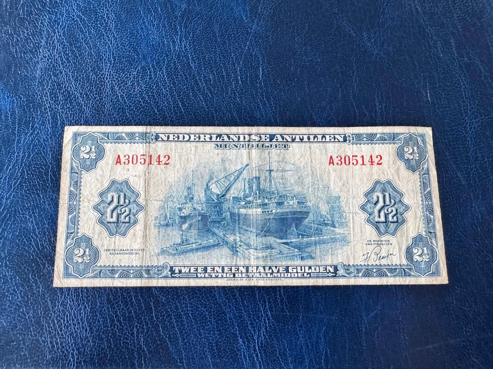 Nederlands Antillen 2½ Gulden 1955, Postzegels en Munten, Bankbiljetten | Nederland, Ophalen of Verzenden, 2½ gulden, Los biljet