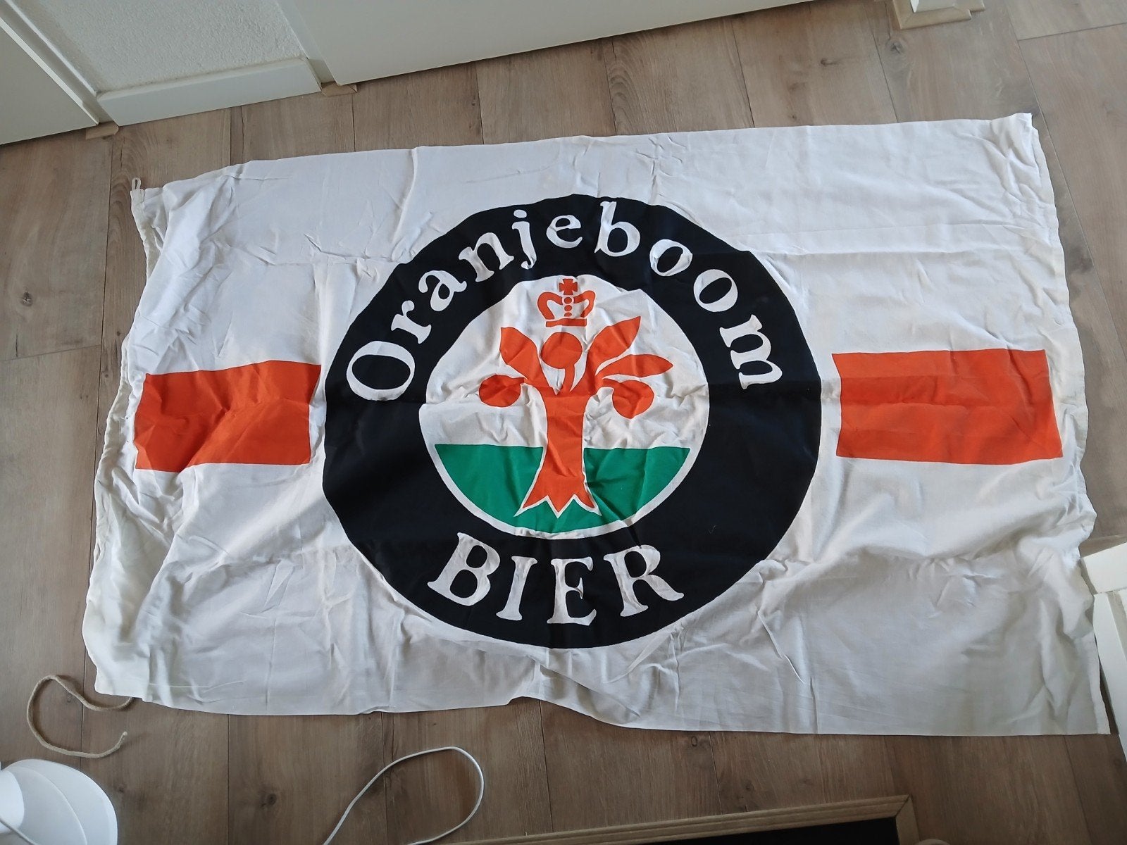 grote jaren 70 bier oranjeboom vlag vintage retro oud, Ophalen of Verzenden, Zo goed als nieuw, Reclamebord, Plaat of Schild, Oranjeboom