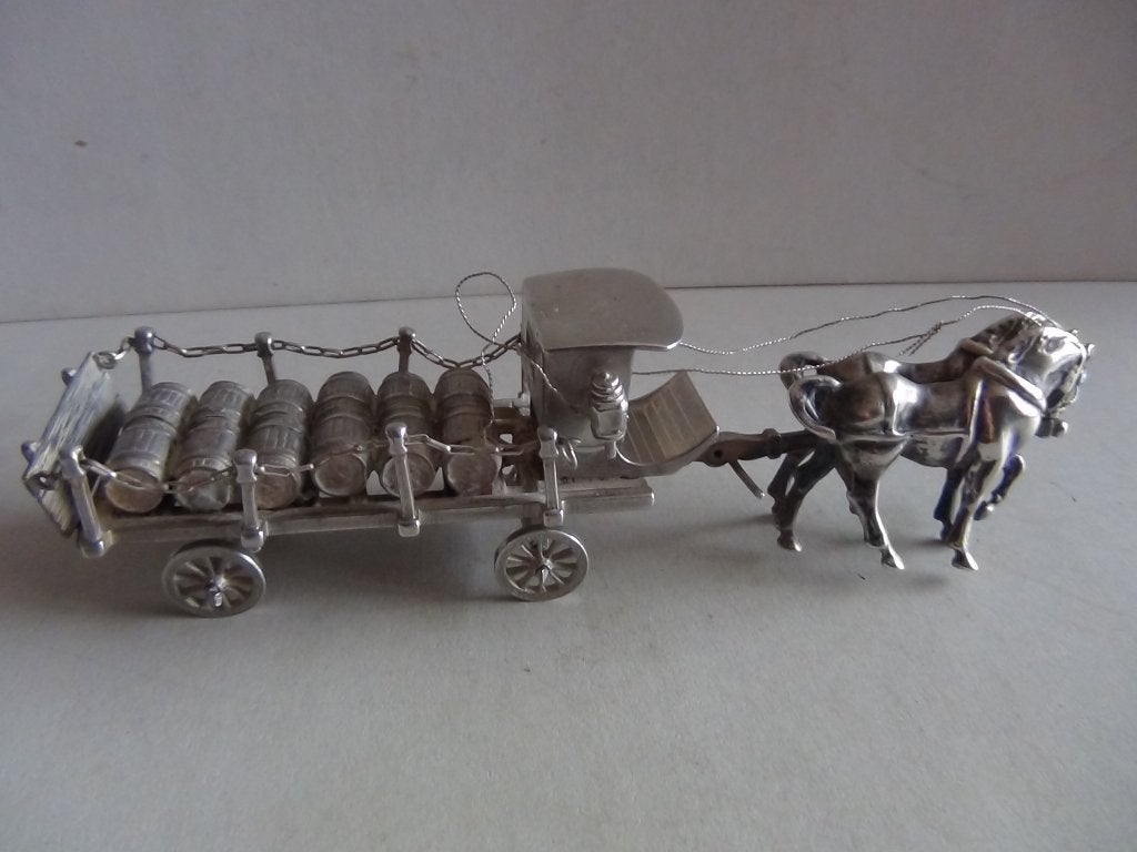 Miniatuur zilver FD5 grotekar+ biervaten zilveren miniaturen, Antiek en Kunst, Verzenden, Zilver