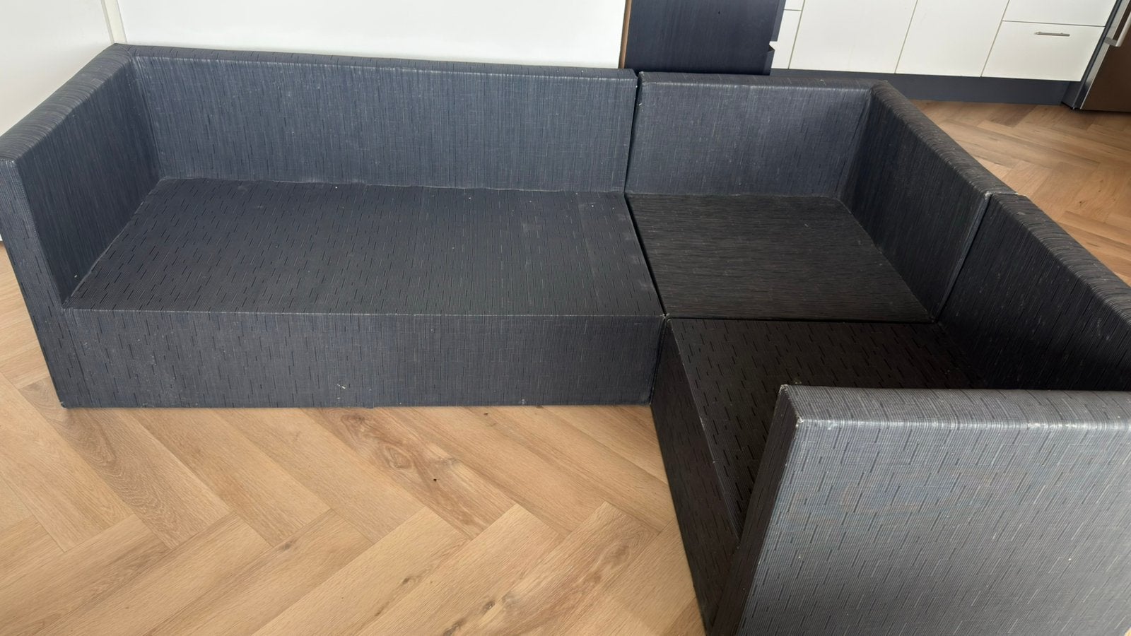 Tuinmeubelset Lounge Set Zwart | bank + 2 zits, Ophalen, Gebruikt, Vierpersoons of meer, Kunststof