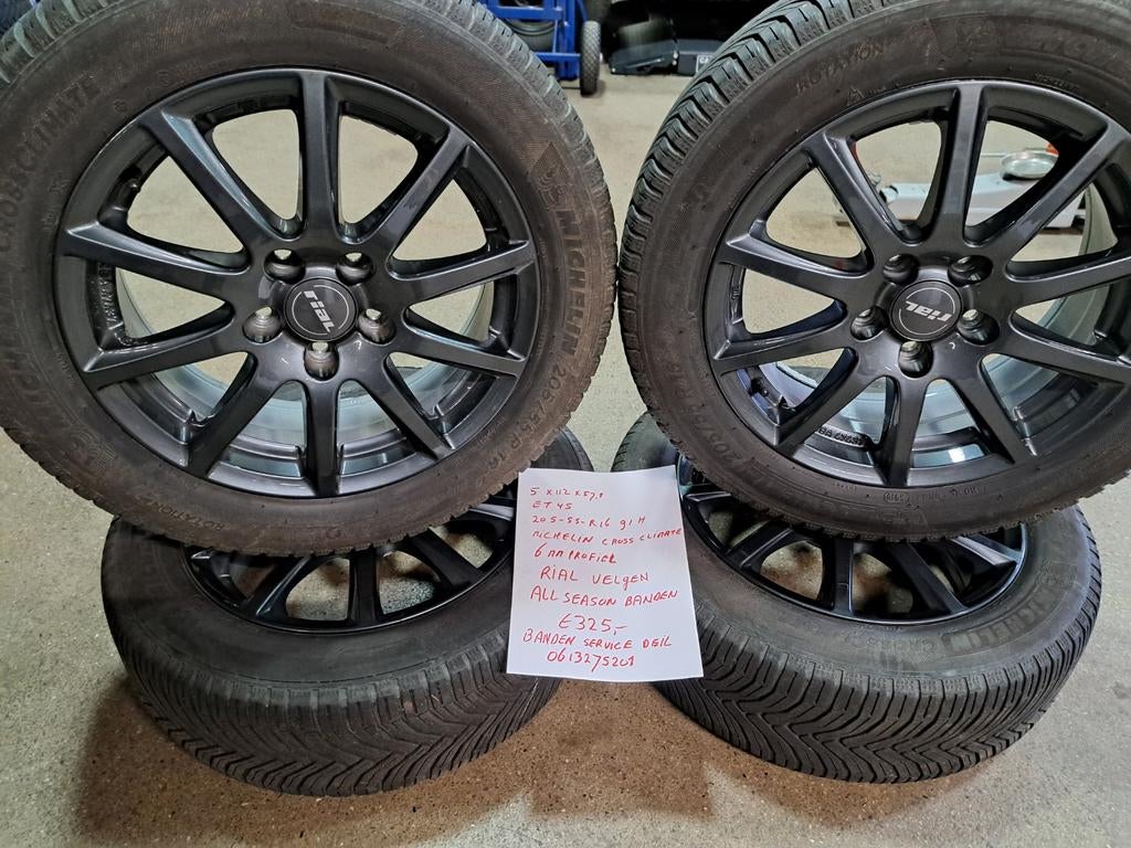 16 inch all season met Rial velgen gaaf set 205/55R16 Michel, Auto-onderdelen, Banden en Velgen, Ophalen, Gebruikt, 16 inch, Banden en Velgen