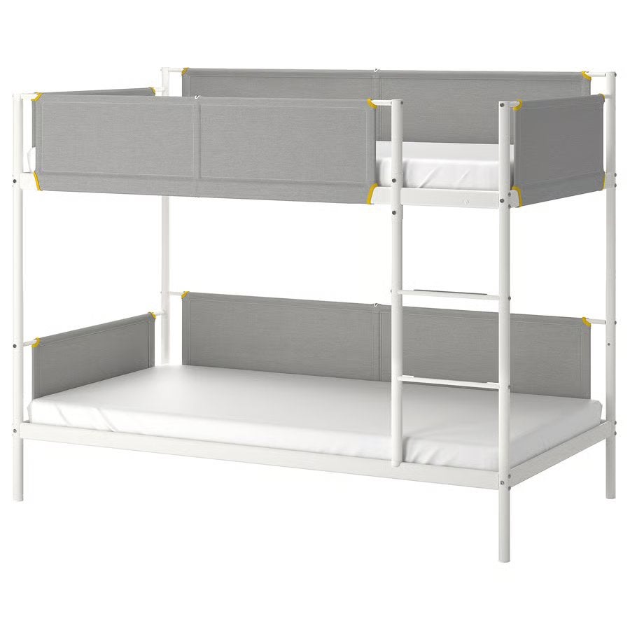 IKEA Vitval stapelbed, 90x200 cm, voor 3 personen, met 1 mat, Ophalen, 90 cm, Eenpersoons, Zo goed als nieuw
