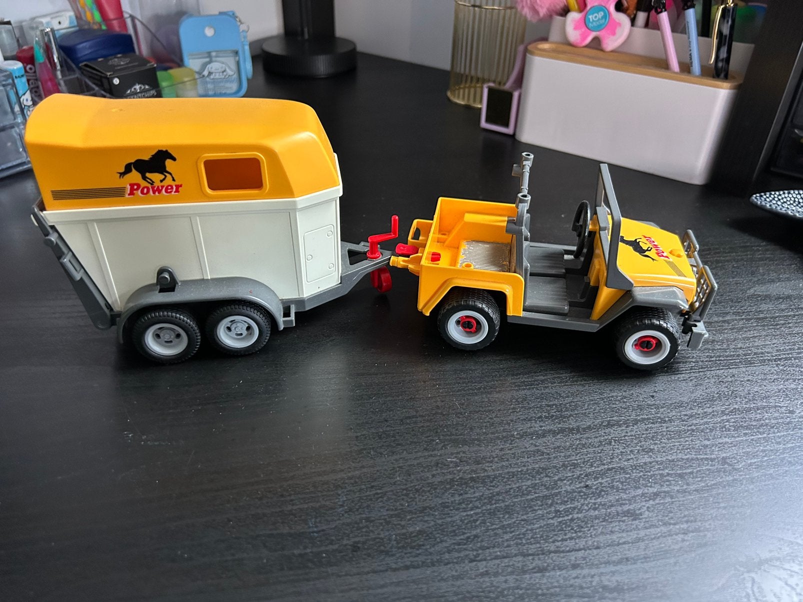 Playmobil auto met paardentrailer, Ophalen of Verzenden, Gebruikt