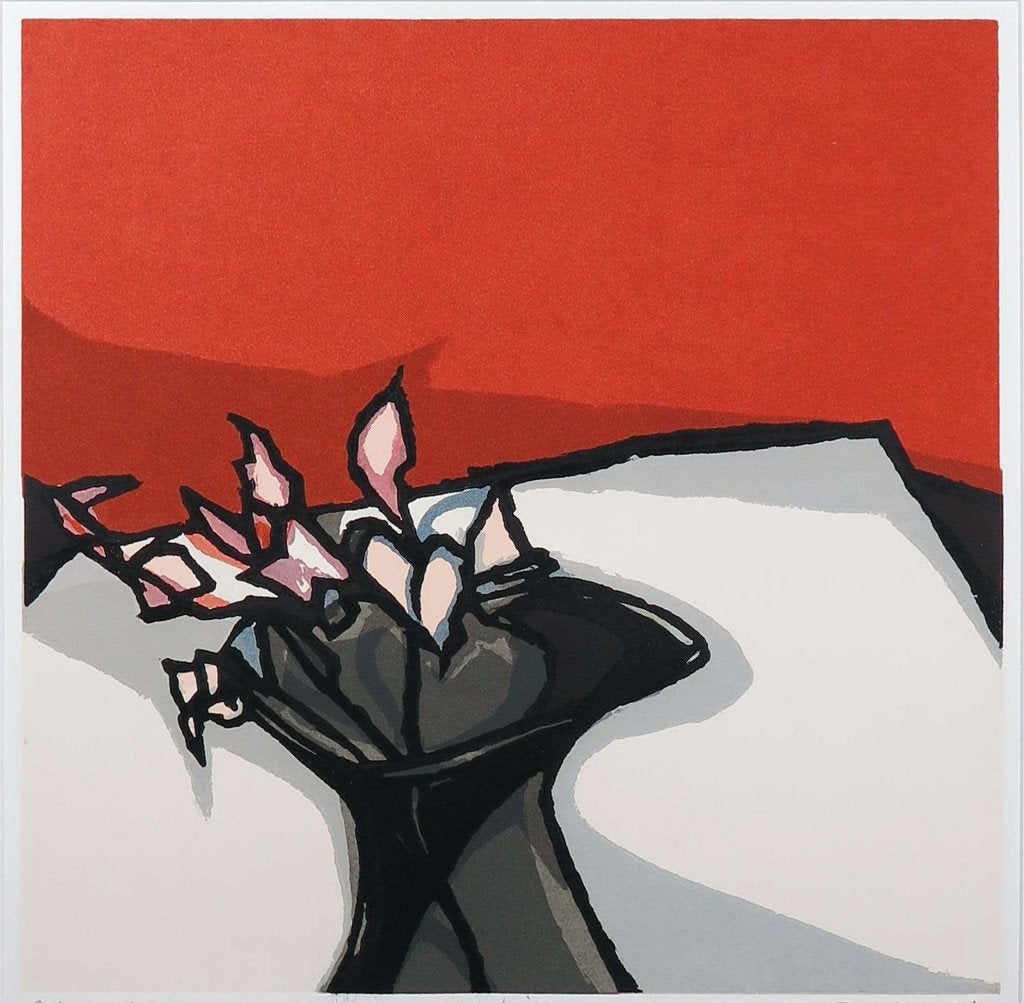Fon Klement(1930) Boardsnede " Vase noir " Ges Gen Ged Titel, Linosnede, Gesigneerd, Ophalen of Verzenden, Dieren en Natuur