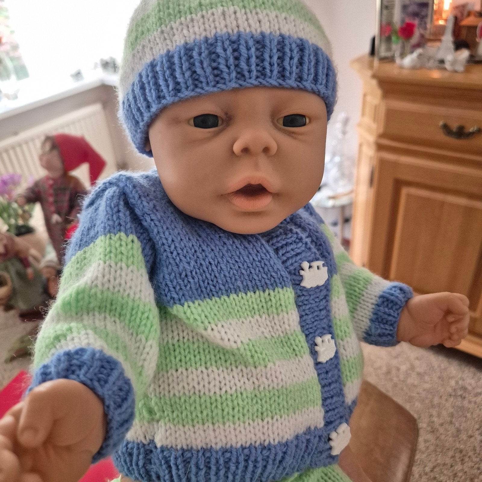 Realistische Jesmar jongetje Babypop met Gebreide Kleding, Verzamelen, Ophalen of Verzenden, Gebruikt, Babypop, Levensecht of Reborn