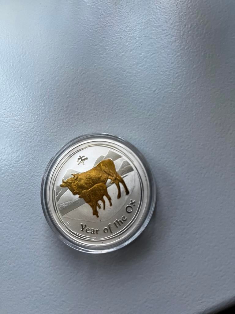 Vergulde 1 oz munt ox 2009 met capsule uit de Lunar 2 serie, Postzegels en Munten, Munten | Oceanië, Ophalen of Verzenden