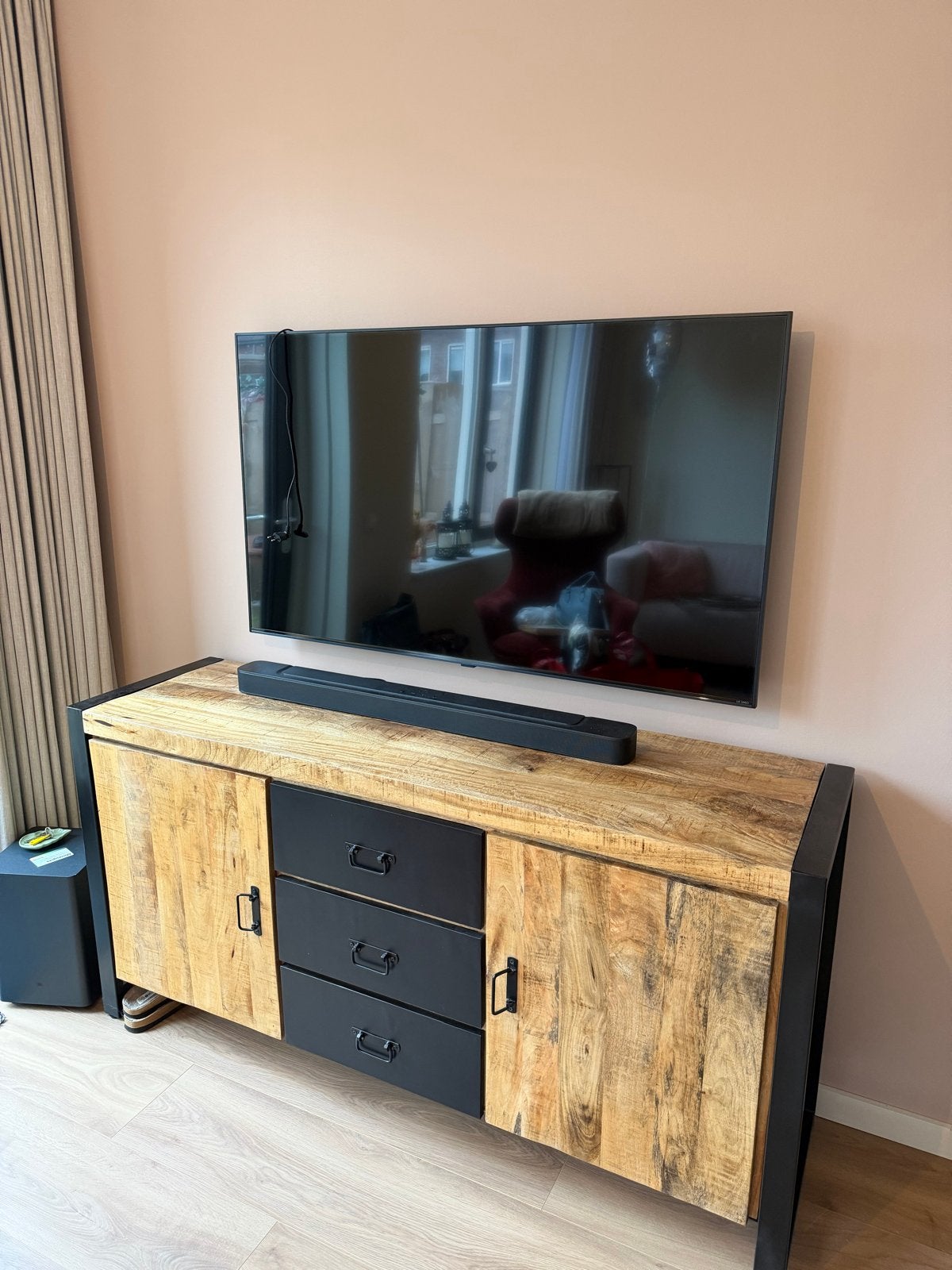 mango houten kast, Ophalen, Gebruikt, 150 tot 200 cm, Met lade(s)