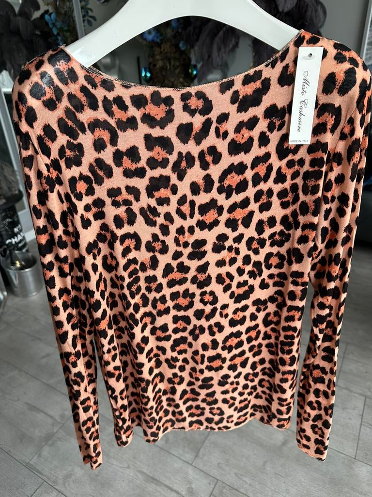 Oranje / Zwart panterprint truitje M/L, Maat 38/40 (M), Overige kleuren, Nieuw, Ophalen of Verzenden