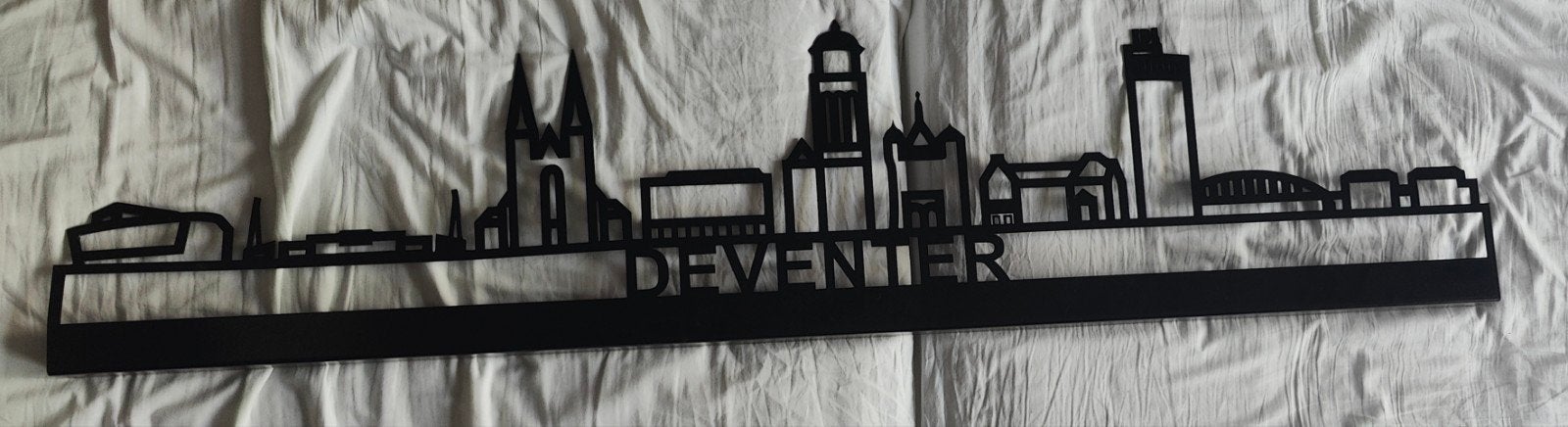 Ijzeren Deventer skyline wanddecoratie, Ophalen, Metaal, Wandsculptuur, Gebruikt