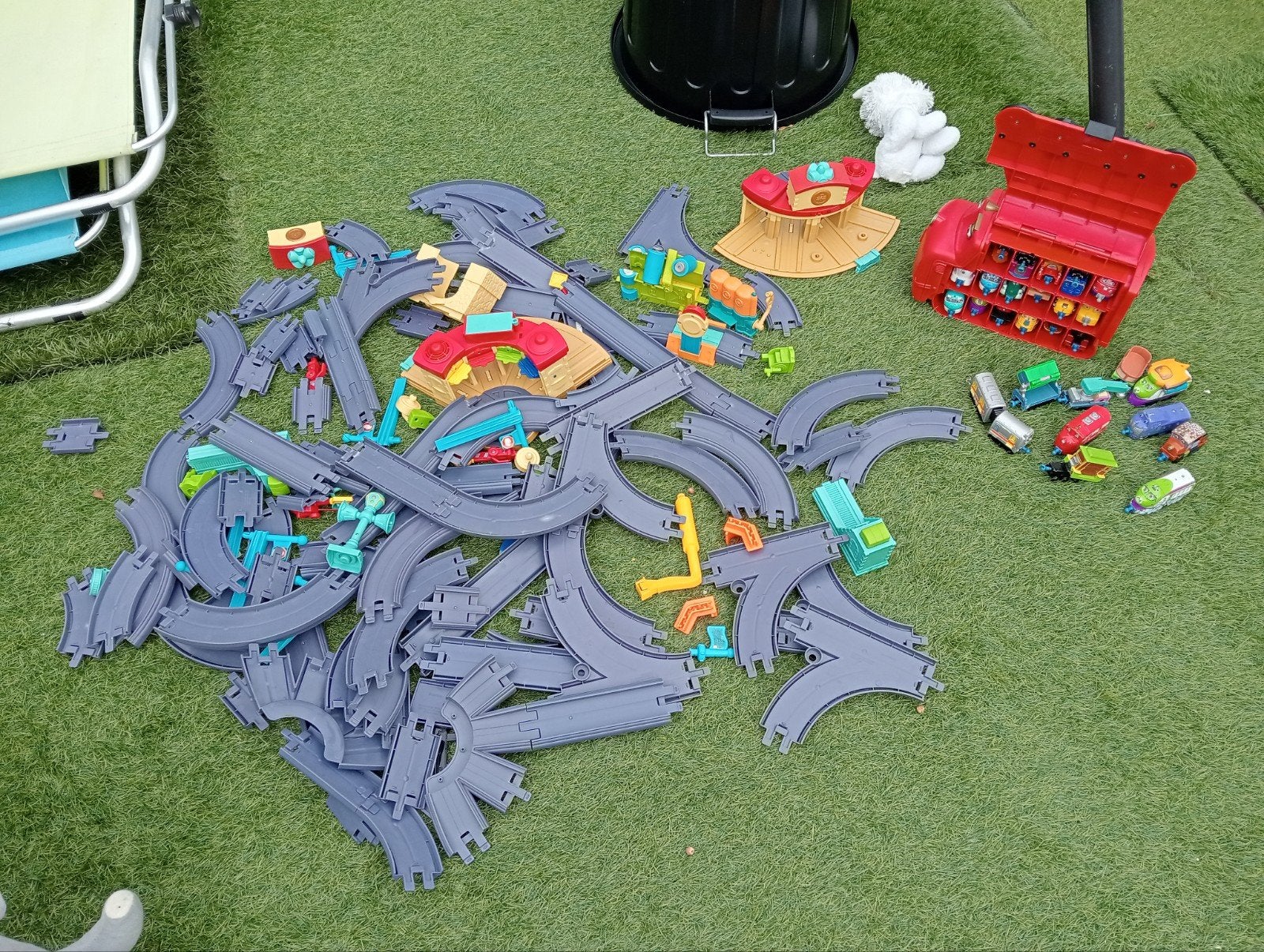 Grote set Chuggington treinen en rails, Ophalen, Gebruikt