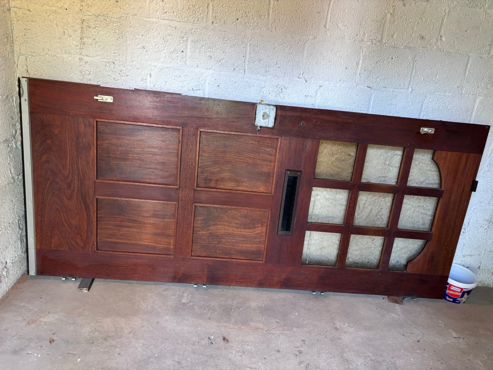 zware hardhouten voordeur, Ophalen, 200 tot 215 cm, Glas, Buitendeur