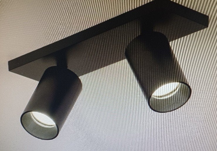 Zwarte dubbele opbouwspot, voor wand en plafond (Rietveld), Kunststof, Geschikt voor plafondmontage, Opbouwspot, Ophalen of Verzenden