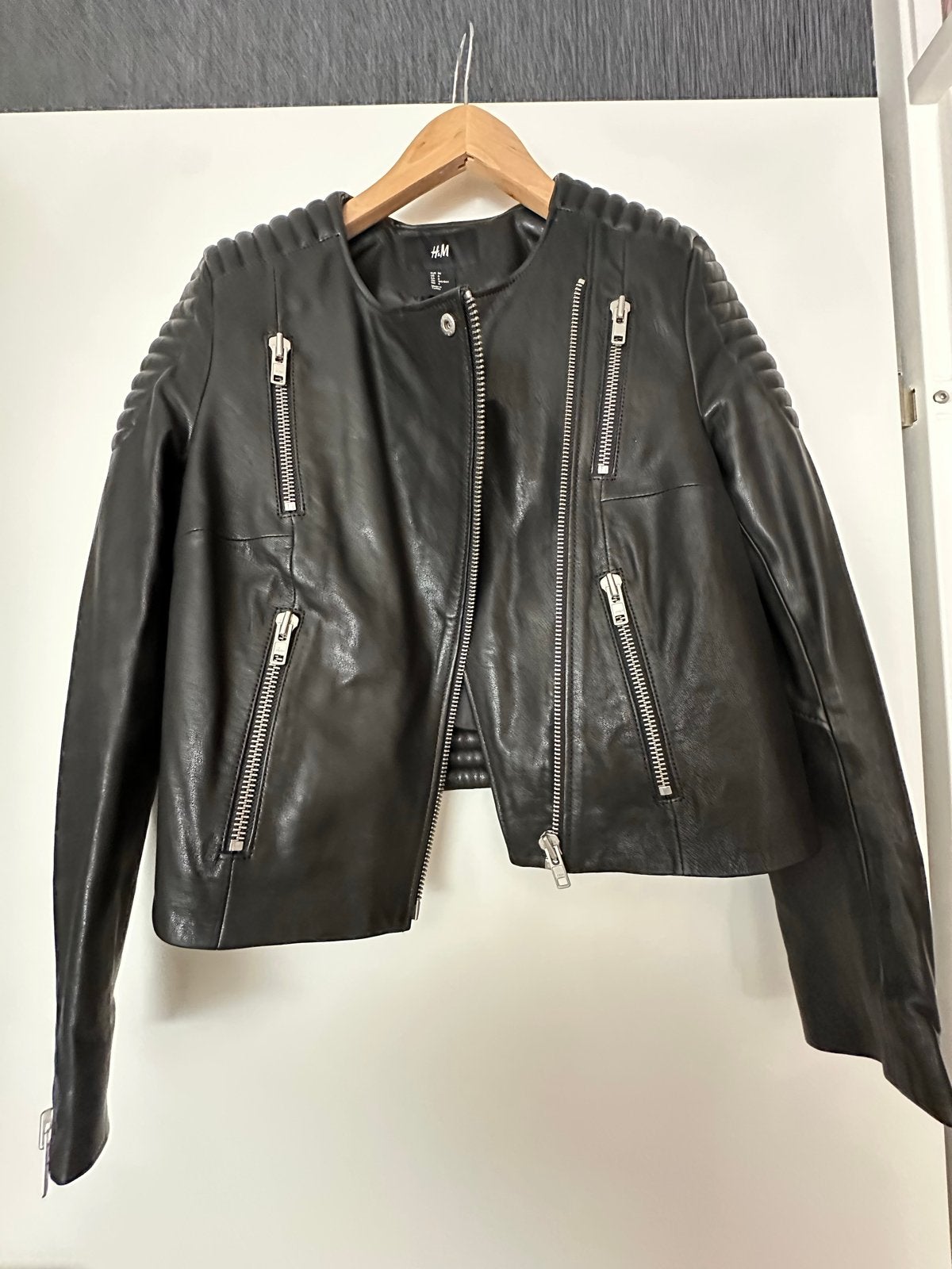 H&M Zwart Leren Bikerjack Maat 36 (S), Ophalen of Verzenden, Zo goed als nieuw, Maat 36 (S), Zwart