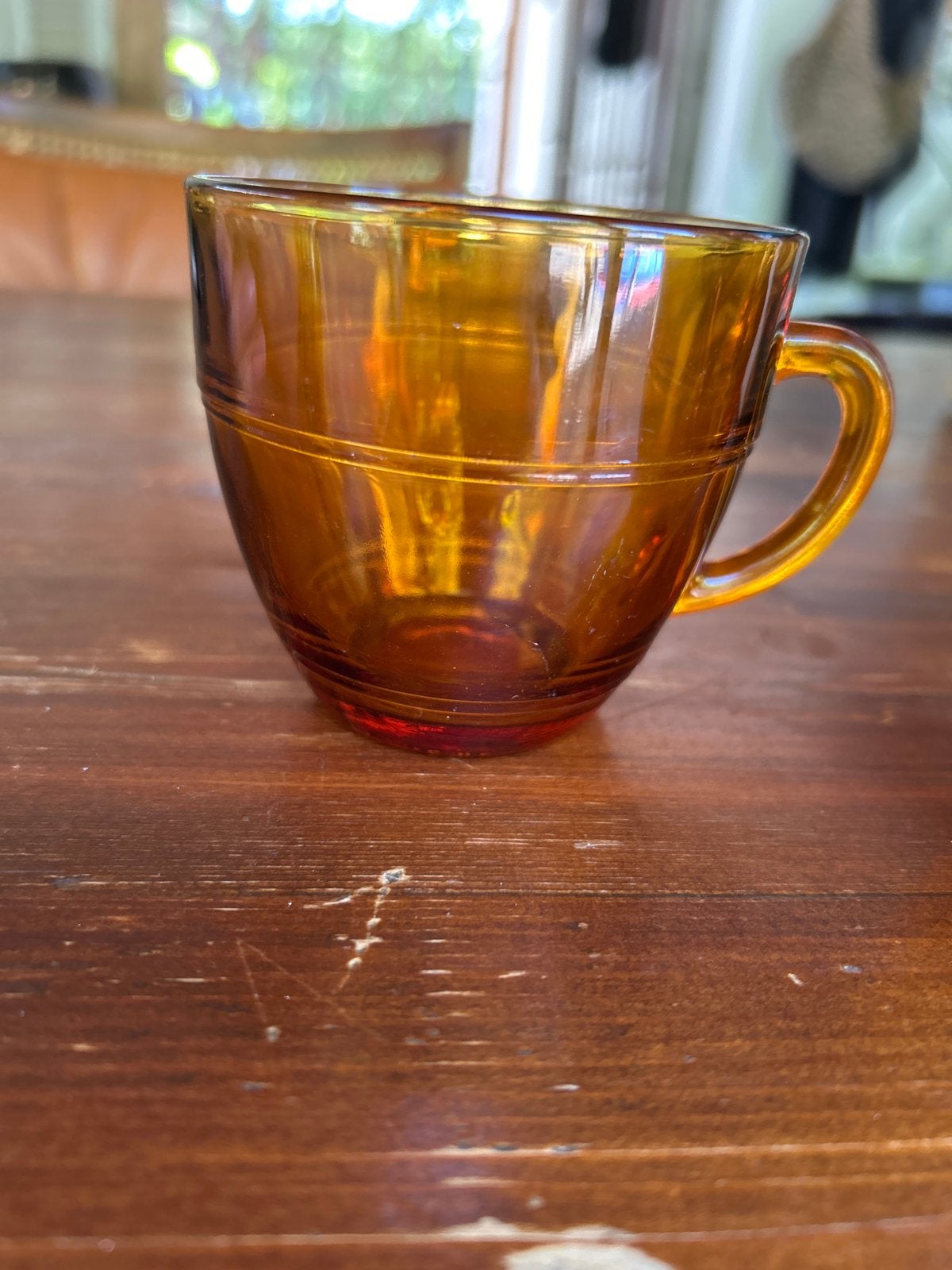 Vintage Amberkleurige theeglazen  - Set van 2, Antiek en Kunst, Antiek | Glas en Kristal, Ophalen of Verzenden