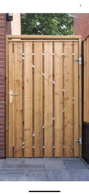 Tuindeuren op stalen frame direct uit voorraad leverbaar., Tuin en Terras, Ophalen, Nieuw, 150 tot 200 cm, Hout