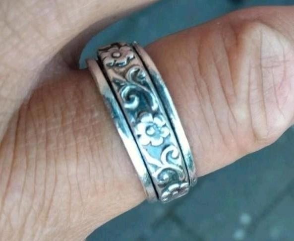 Zilveren spinner ring maat 17, Verzenden, Nieuw, 17 tot 18, Dame