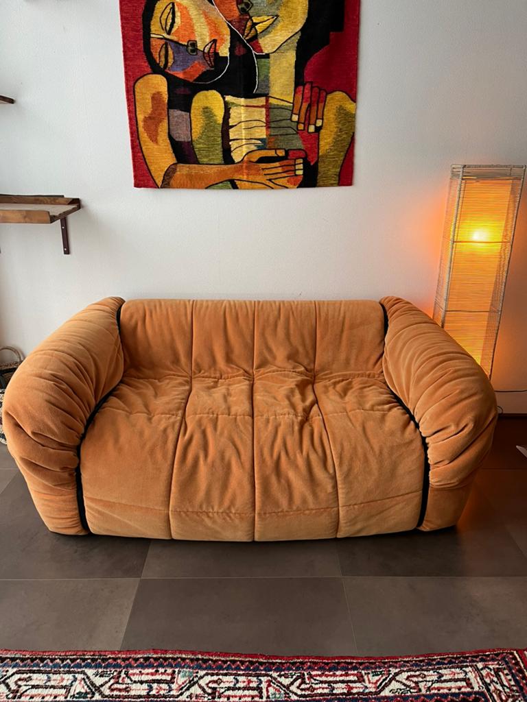 Cini Boeri voor Arflex 1972 Vroege Editie Strips Sofa, Ophalen, 150 tot 200 cm, Post-modern, Tweepersoons